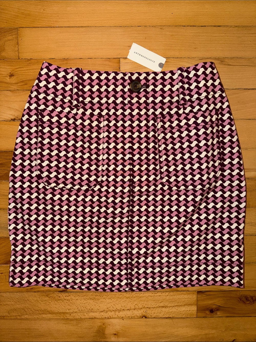 Anthropologie Pink & Purple Geo-Print Mini Skirt